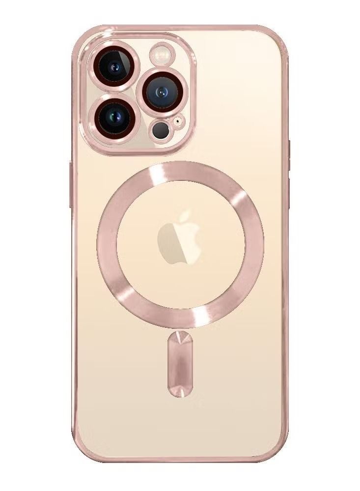 Zaboon 2Pack for iPhone 14 Pro Max Magsafe Case and Screen Protector Clear Electroplating Frame Wireless Charging Cover with Tempered Glass Rose Gold/Clear - Image 2