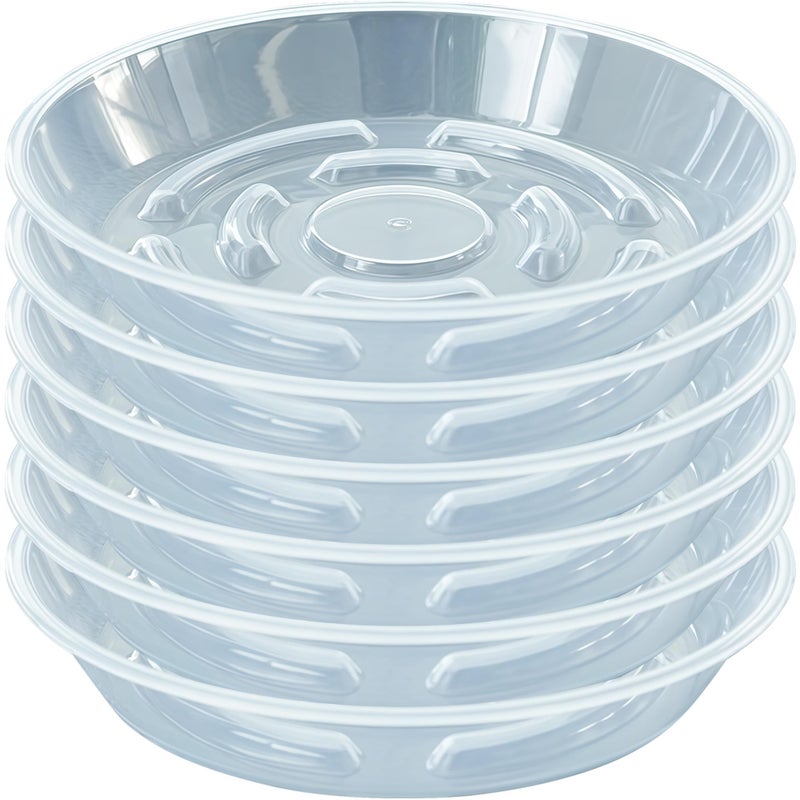 MSKIAUO 6 Packs Plant Saucer, Clear Pot Tray 6 8 10 12 14 Inch Plastic Flower Planter Saucers and Drip Trays for Indoors Outdoors, Heavy Durable Plant Plate Water Catcher (6 Inch) - Image 1