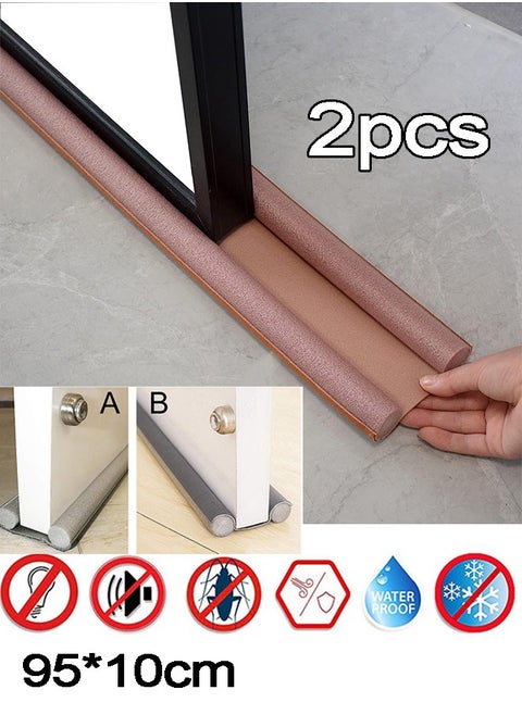 Double Door Draft Stopper 37 Inch Cuttable And Washable Twin Door Draft Stopper Energy Saving Door Weather Stripping Reduce Noise Window Breeze Blocker Insect Prevention And Mouse Release Brown
