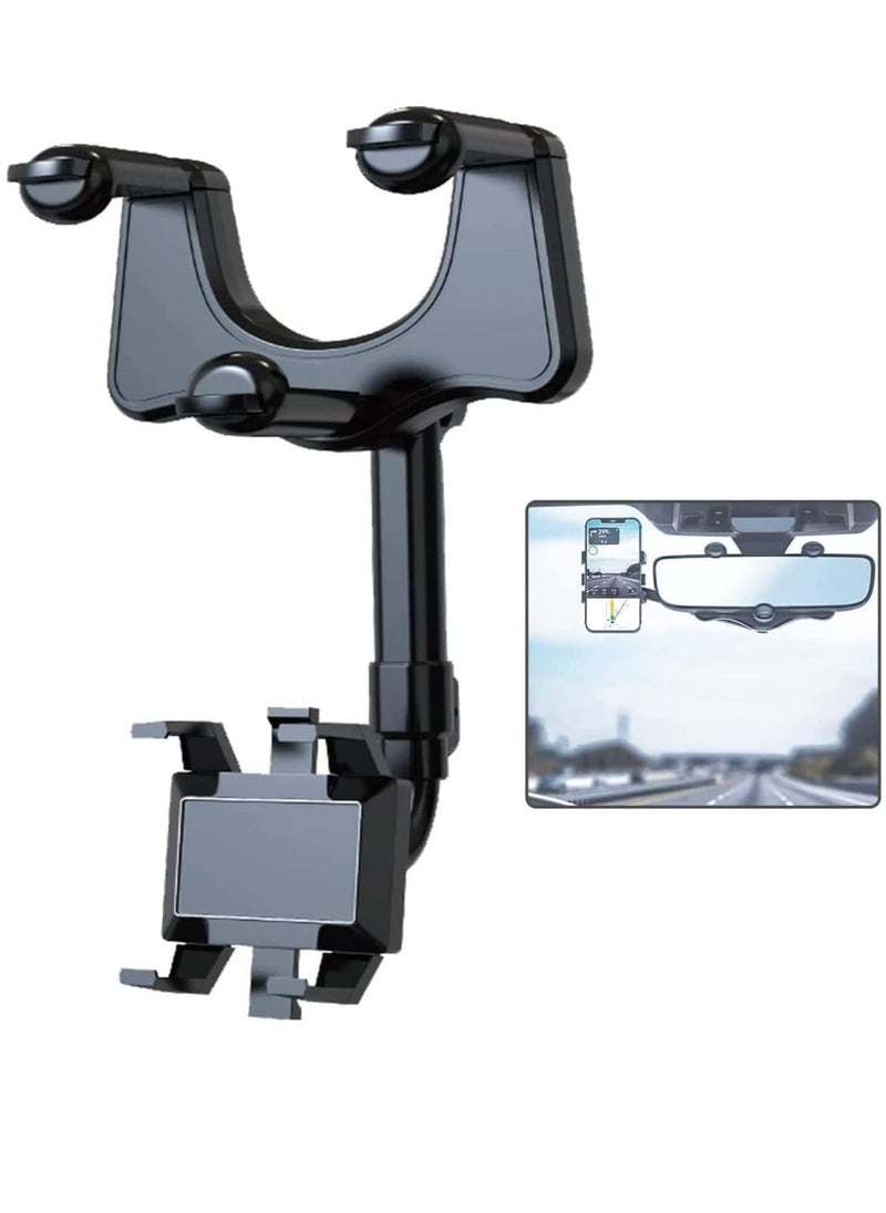 ELTRAZONE 360°Rotatable and Retractable Car Phone Holder, Car Rearview Mirror Bracket, Multifunctional Adjustable Phone Holder, Universal Phone Navigation GPS Holder for All Mobile  - Image 1