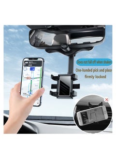 ELTRAZONE 360°Rotatable and Retractable Car Phone Holder, Car Rearview Mirror Bracket, Multifunctional Adjustable Phone Holder, Universal Phone Navigation GPS Holder for All Mobile  - Image 3