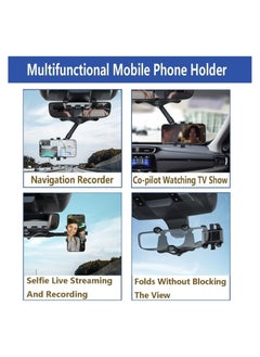 ELTRAZONE 360°Rotatable and Retractable Car Phone Holder, Car Rearview Mirror Bracket, Multifunctional Adjustable Phone Holder, Universal Phone Navigation GPS Holder for All Mobile  - Image 4