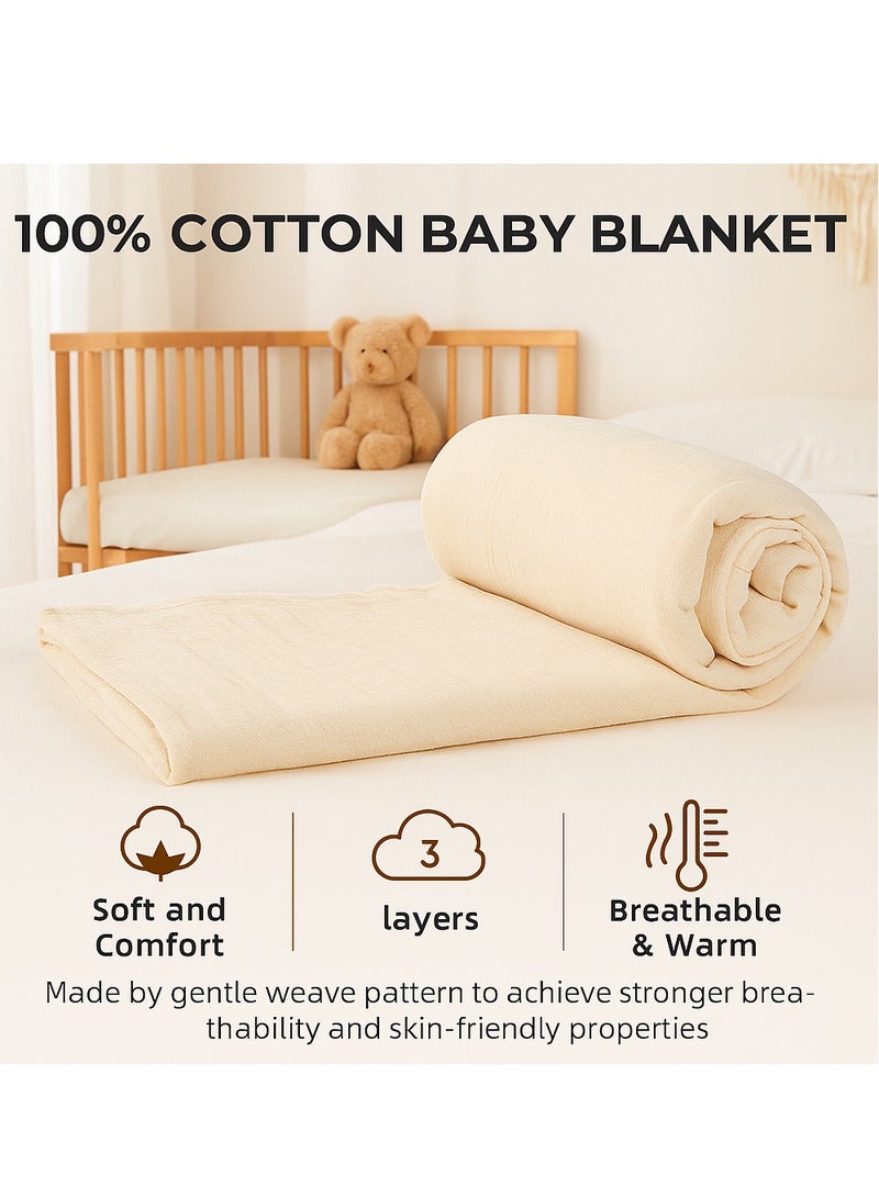 Y&D Cotton Swaddle Blankets for Newborn 1 Pack Breathable Soft Receiving Blanket Large 120 x 120 cm Swaddle Wrap Burping Clothes Baby Cover Blanket Essentials Infant Shower Items Toddler Gift - Image 2