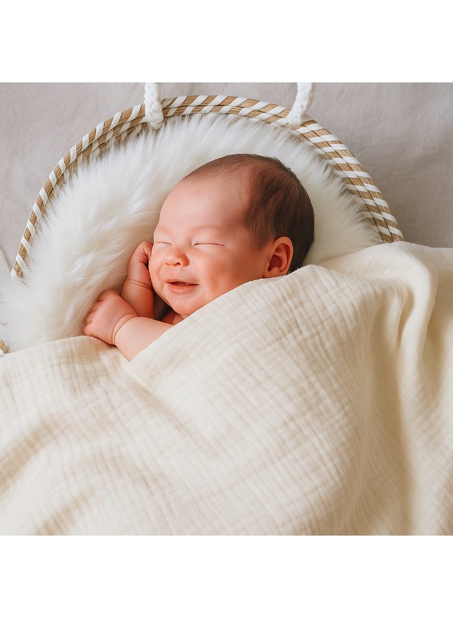 Y&D Cotton Swaddle Blankets for Newborn 1 Pack Breathable Soft Receiving Blanket Large 120 x 120 cm Swaddle Wrap Burping Clothes Baby Cover Blanket Essentials Infant Shower Items Toddler Gift - Image 5