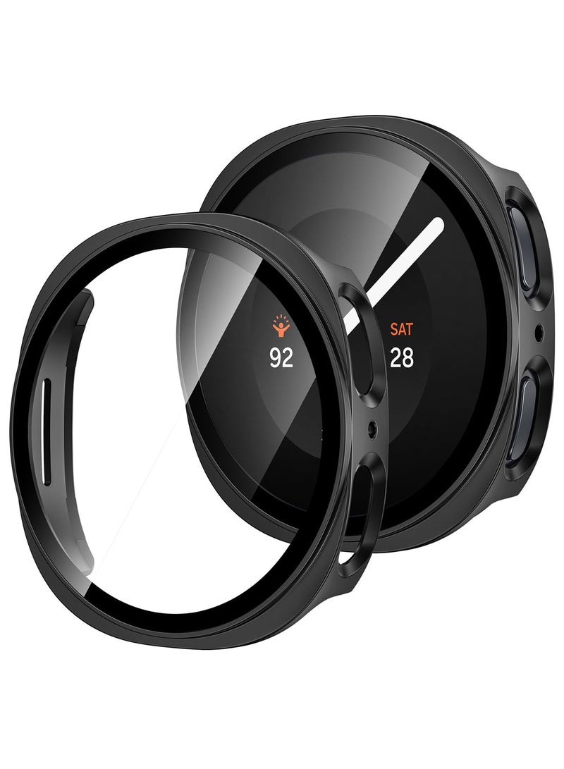 SJet Samsung Galaxy Watch 9 Watch 8 44mm Screen Protector Case Accessories, Protective Face Cover, Hard Bumper Built-in Tempered Glass Film(44mm, Black) - Image 1