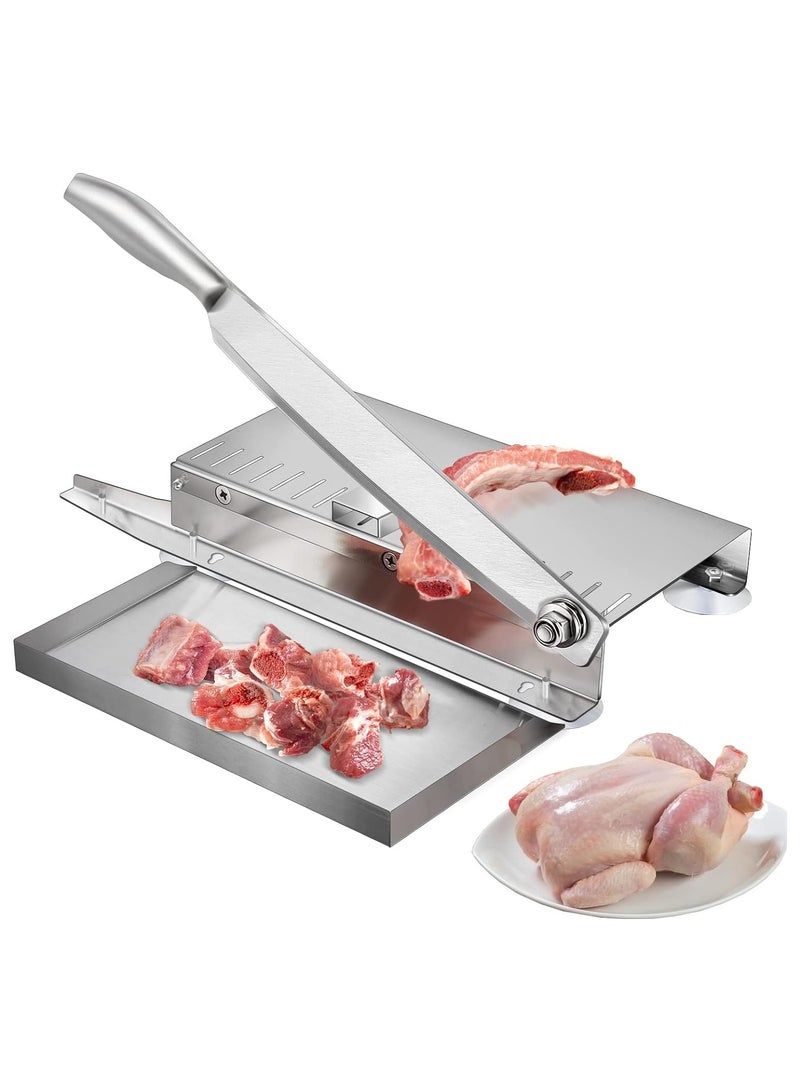 AROAQ Meat Slicer Bone Cutter 20in，Manual Ribs Chopper for Chicken Fish or Beef Stainless Steel Frozen Meat Slicer with Food Tray - Image 1