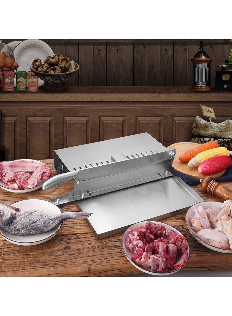 AROAQ Meat Slicer Bone Cutter 20in，Manual Ribs Chopper for Chicken Fish or Beef Stainless Steel Frozen Meat Slicer with Food Tray - Image 5