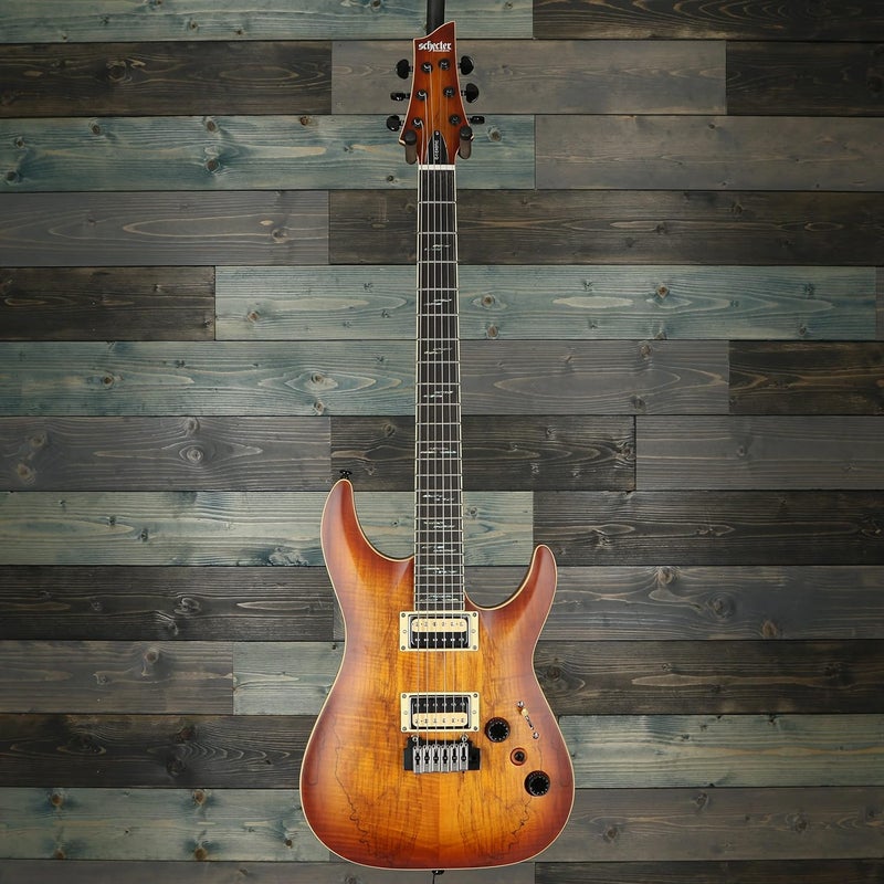 Schecter C-1 Exotic Spalted Maple Electric Guitar - Satin Natural Vintage Burst - Image 2