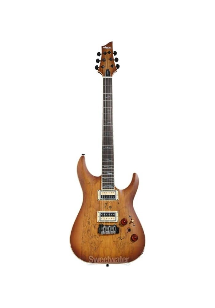 Schecter C-1 Exotic Spalted Maple Electric Guitar - Satin Natural Vintage Burst - Image 4