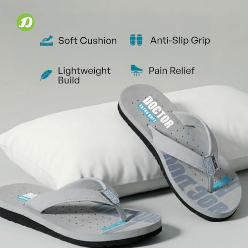 DOCTOR EXTRA SOFT Women's Care Orthopaedic and Diabetic Super Comfort Dr Sliders Flipflops and House Slippers for Women’s and Girl’s Womens-D-21-Grey-3UK - Image 4