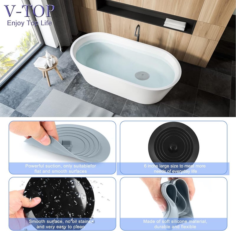 V-TOP Sink Strainer Stopper 4 Pack, Universal Silicone Kitchen Sink Drain Strainer Cover Plug Stopper Kit, 4.5 Inch Stainless Steel Sink Filter Strainer, Food Catcher for Kitchen Sink - Image 3