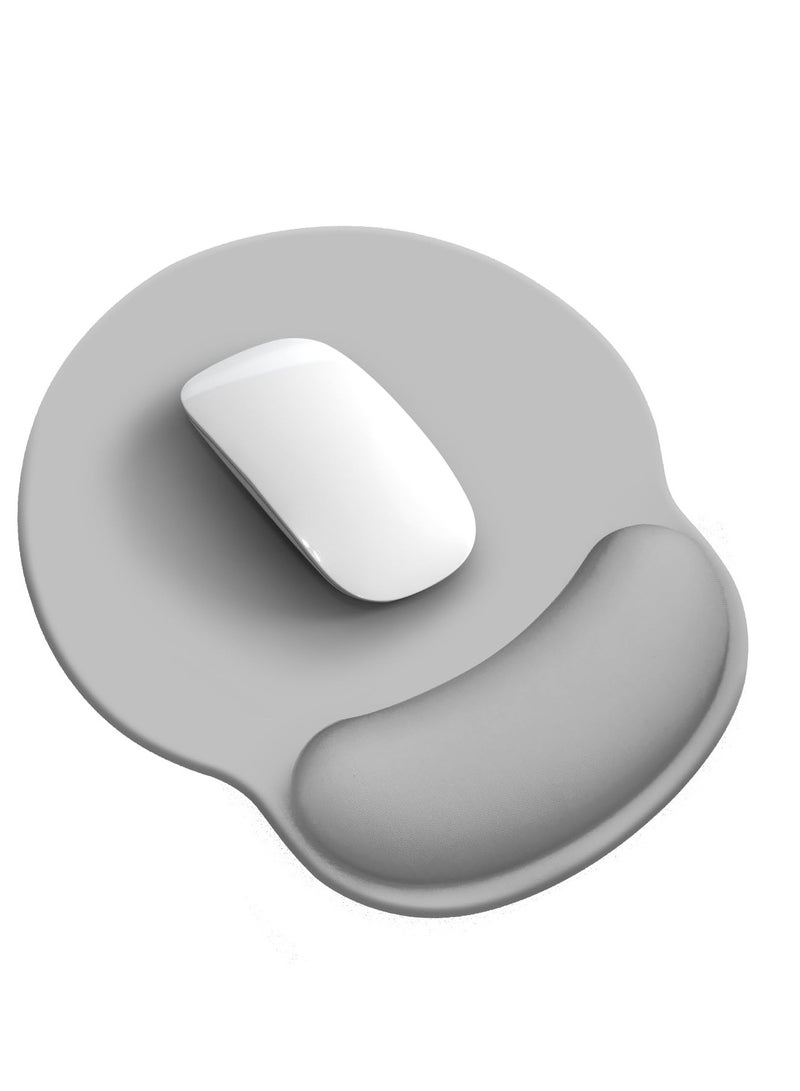 Mouse pad with wrist rest, non slip base mouse pad, comfortable and breathable, ergonomic design, suitable for long-term gaming and office work, gray  - Image 1