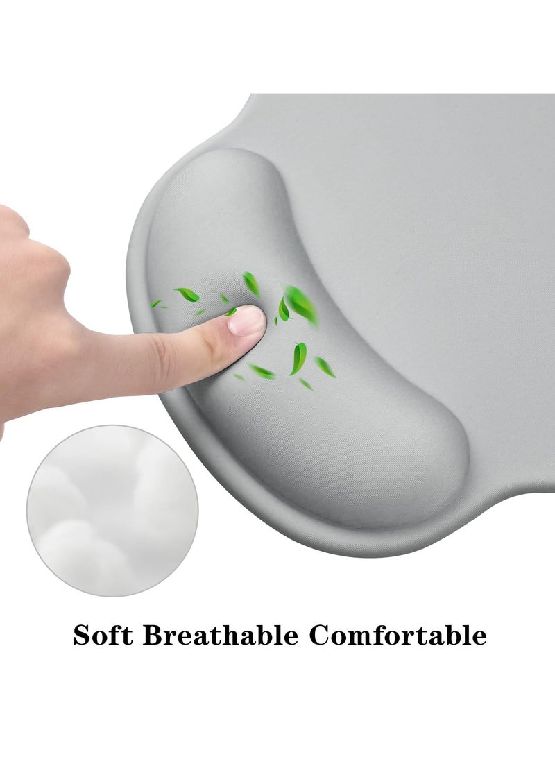 Mouse pad with wrist rest, non slip base mouse pad, comfortable and breathable, ergonomic design, suitable for long-term gaming and office work, gray  - Image 2