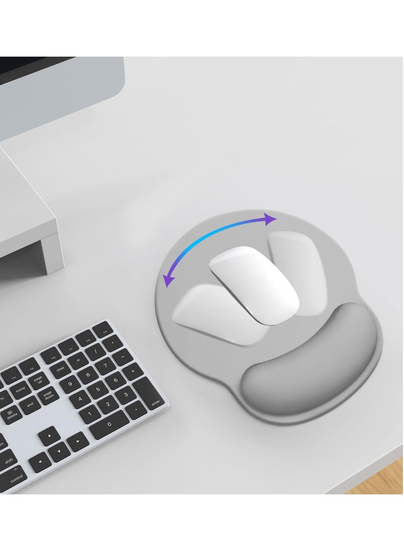 Mouse pad with wrist rest, non slip base mouse pad, comfortable and breathable, ergonomic design, suitable for long-term gaming and office work, gray  - Image 3