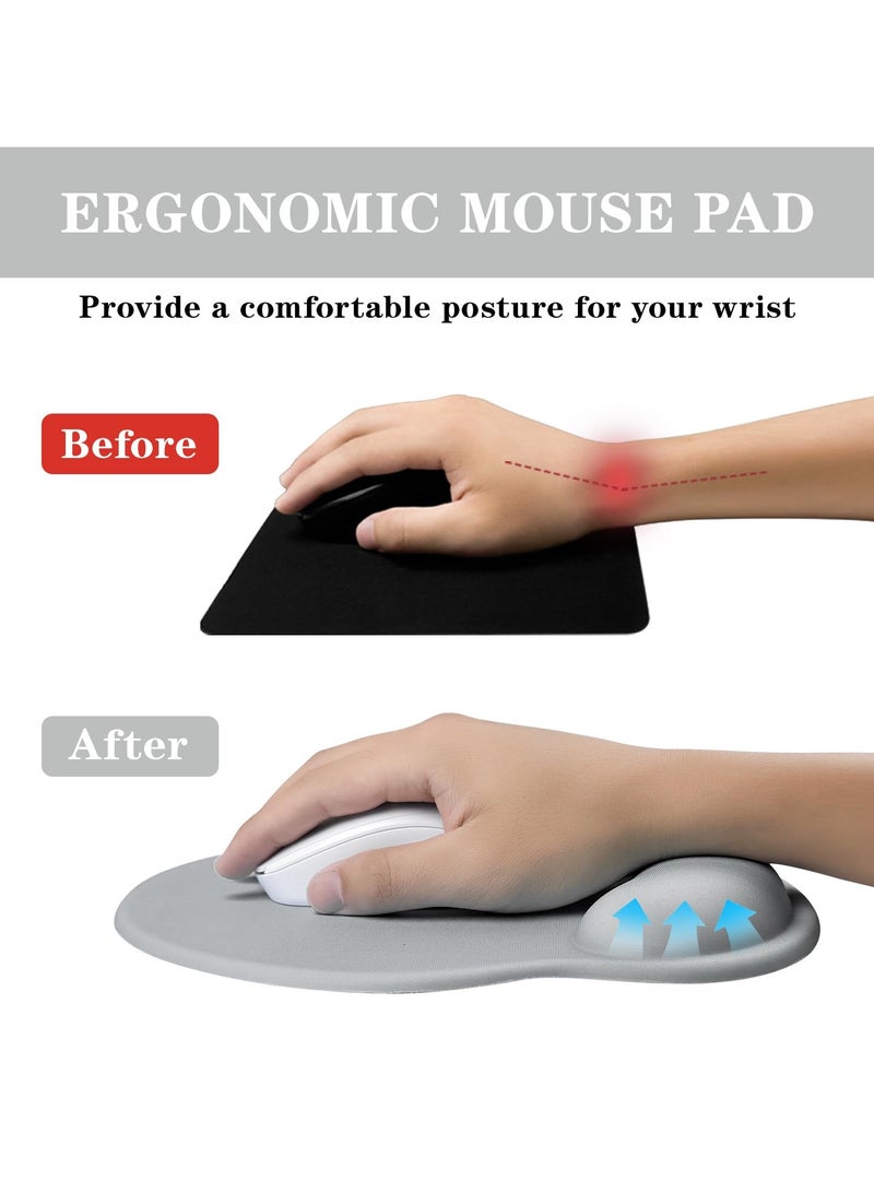 Mouse pad with wrist rest, non slip base mouse pad, comfortable and breathable, ergonomic design, suitable for long-term gaming and office work, gray  - Image 5
