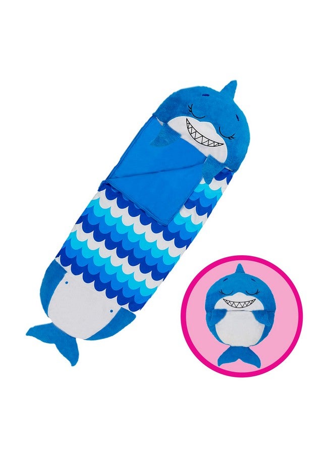 Happy Nappers Pillow & Sleepy Sack Comfy Cozy Compact Super Soft Warm All Season Sleeping Bag With Pillow Blue Shark (Medium 54” X 20”) - Image 1