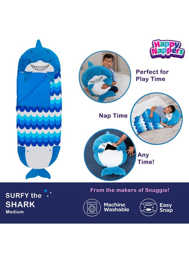 Happy Nappers Pillow & Sleepy Sack Comfy Cozy Compact Super Soft Warm All Season Sleeping Bag With Pillow Blue Shark (Medium 54” X 20”) - Image 2