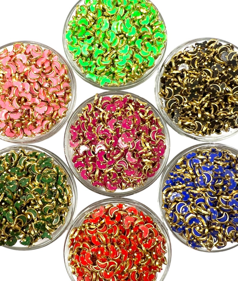 Unikart Moon Colourful Kundan Beads for Art & Craft Full Set of 700 Pieces with Fabric Glue & Storage Box, Multicolour - Image 1
