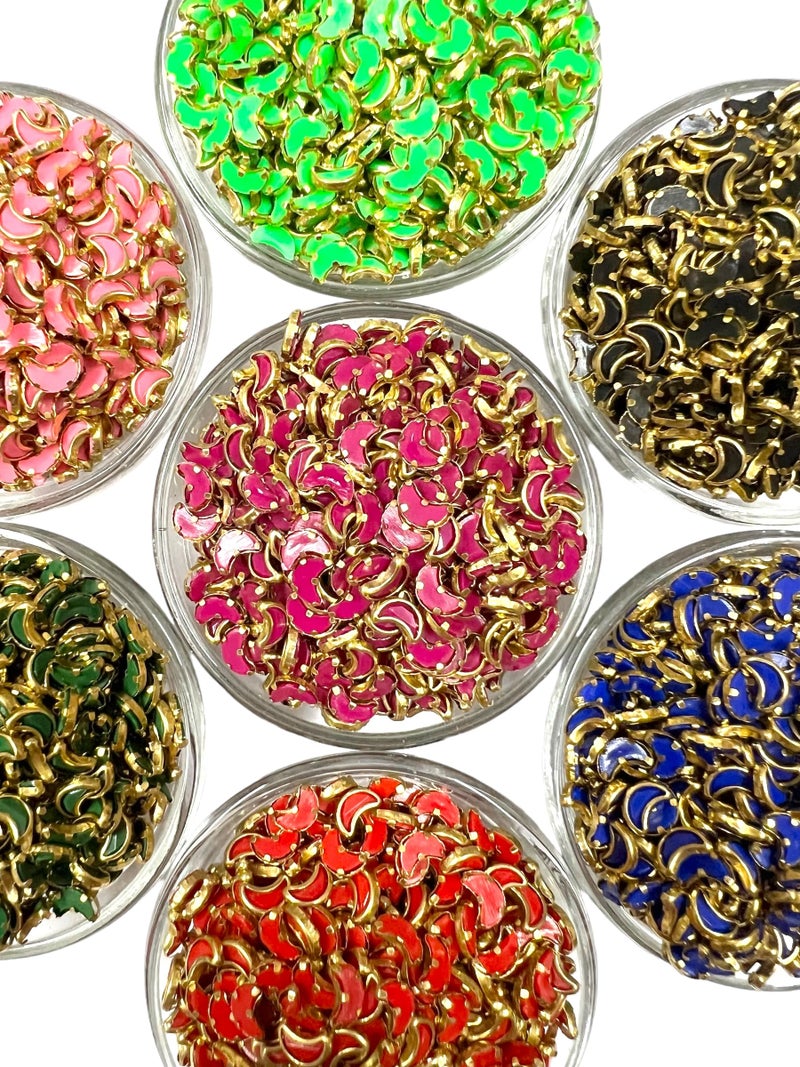 Unikart Moon Colourful Kundan Beads for Art & Craft Full Set of 700 Pieces with Fabric Glue & Storage Box, Multicolour - Image 3