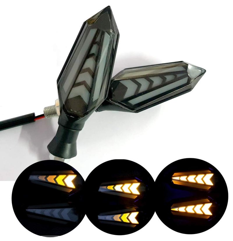 Auto Hub LED Running Light DRL Bike Turn Signal Indicator Lamp Universal for Motorbikes - Pack of 4/Yellow-Blue - Image 2