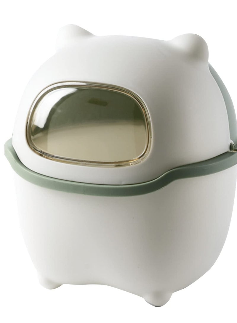 SOLARAE Mini Ninja Desktop Flip Trash Can, Cute Small Waste Basket with Lid - Suitable for Bathrooms, Kitchens, Offices, and Dressing Tables - Green. - Image 1