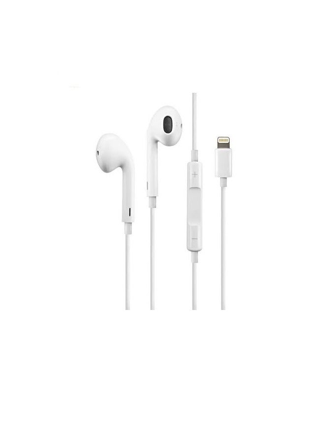 High-quality wired Lightning hands-free earphones with direct connection (no Bluetooth), compatible with iPhone devices, color: White. - Image 2