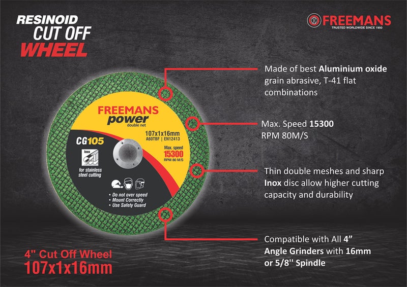 FREEMANS 4-Inch Double Net Cut off Wheels for Metal and Stainless Steel Cutting using Angle Grinder, Green - Pack of 50 Pieces - Image 5