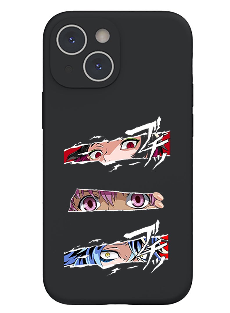 Theodor Protective Slim Fit Case Liquid Silicone Cover with Full Body Protection Anti-Scratch Shockproof Case For iPhone 15 Plus Black - anime - Image 1