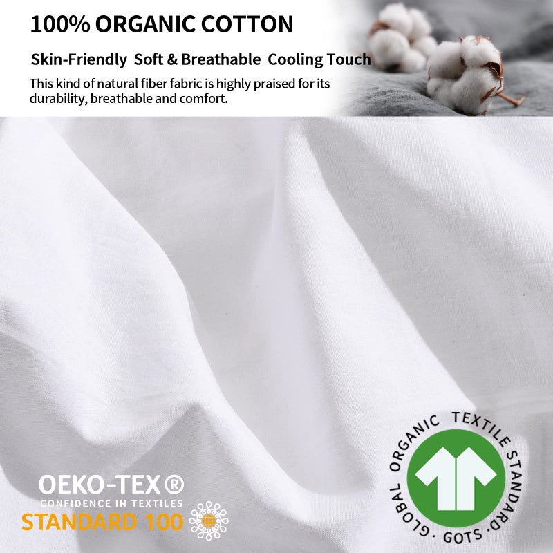 NEXHOME PRO 100% Organic Cotton King Pillowcases Set of 2  Envelope Closure Linen Feel Textured Natural  Soft and Durable  Premium Cooling Pillow Cases for Bed (20x36 inch  White) - Image 3