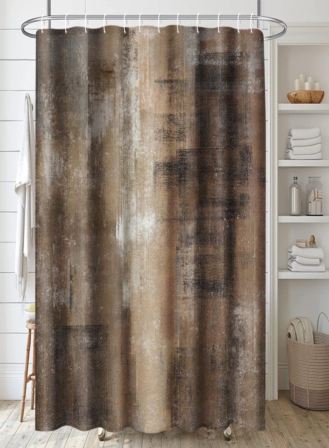ArtSocket Brown Bathroom Set with Shower Curtain and Rugs Accessories, Brown Grey Abstract Modern Shower Curtain Set Abstract Bathroom Decor 3 Pcs - Image 5