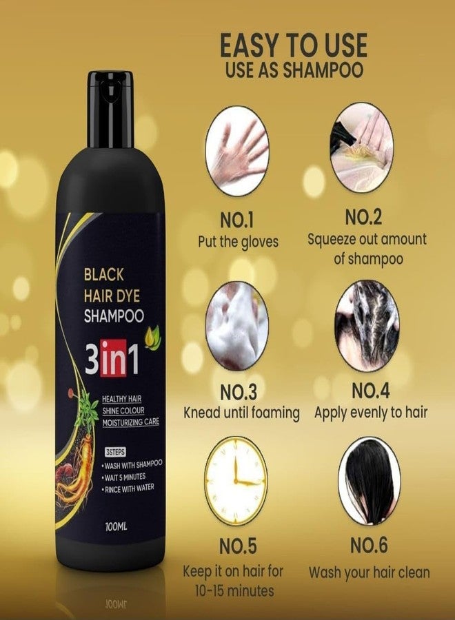 NEW 3 in 1 Hair Dye Instant Black Hair Shampoo for Women & Men, 100ML - (Pack of 2) - Image 4