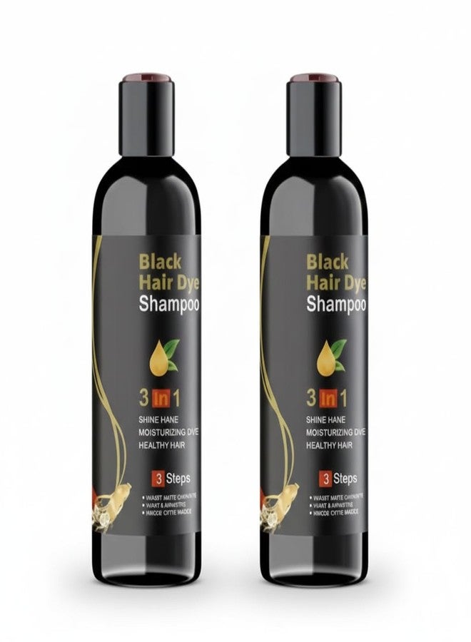NEW 3 in 1 Hair Dye Instant Black Hair Shampoo for Women & Men, 100ML - (Pack of 2) - Image 1