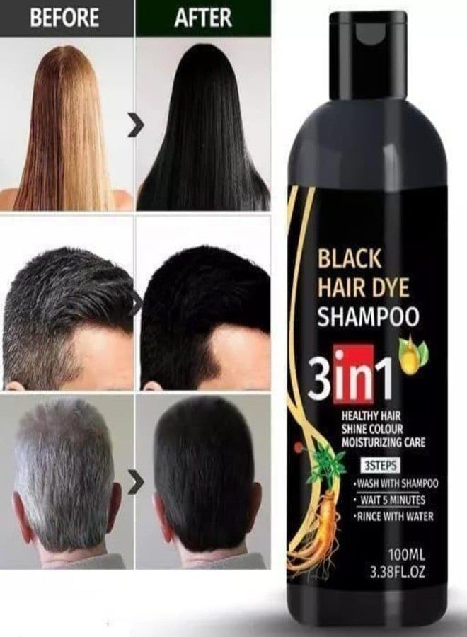 NEW 3 in 1 Hair Dye Instant Black Hair Shampoo for Women & Men, 100ML - (Pack of 2) - Image 5