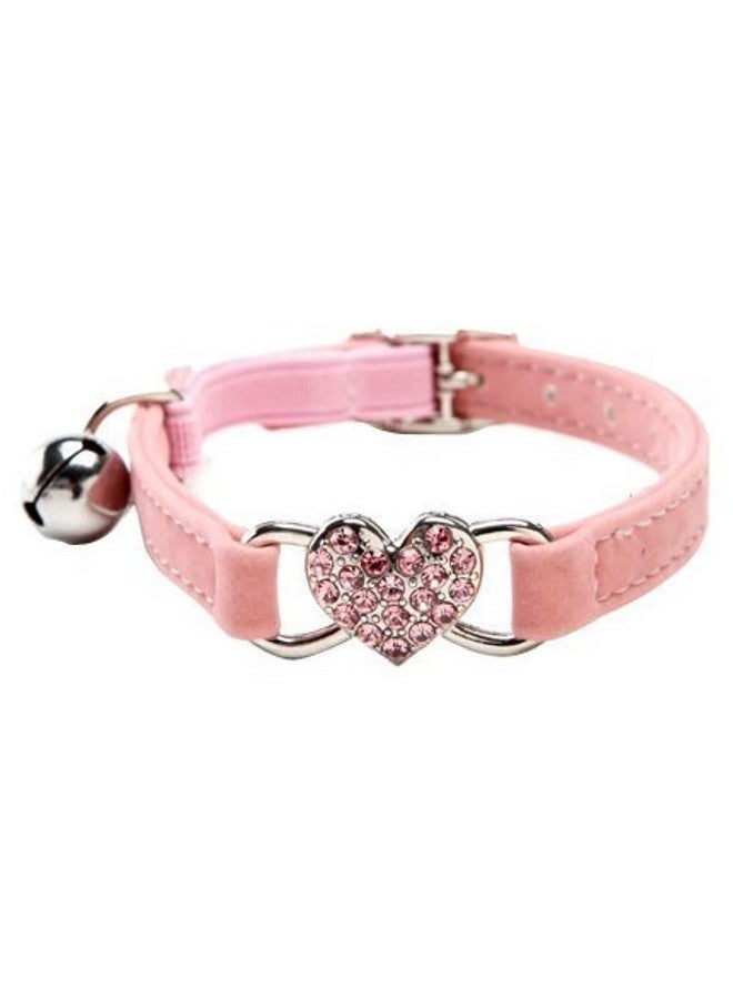 Chukchi Heart Bling Cat Collar With Safety Belt And Bell 811 Inches(Pink) - Image 1