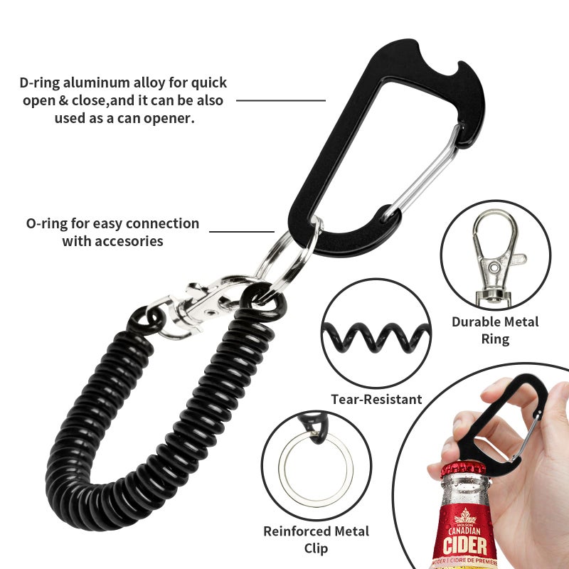 HOTEMIA Phone Tether Lanyard Anti Theft Strap with Carabiner - Anti-Drop Outdoor Accessory for Skiing, Hiking, Cycling, Fishing & Climbing - Fit Most Cell Phones (Black+Black) - Image 2