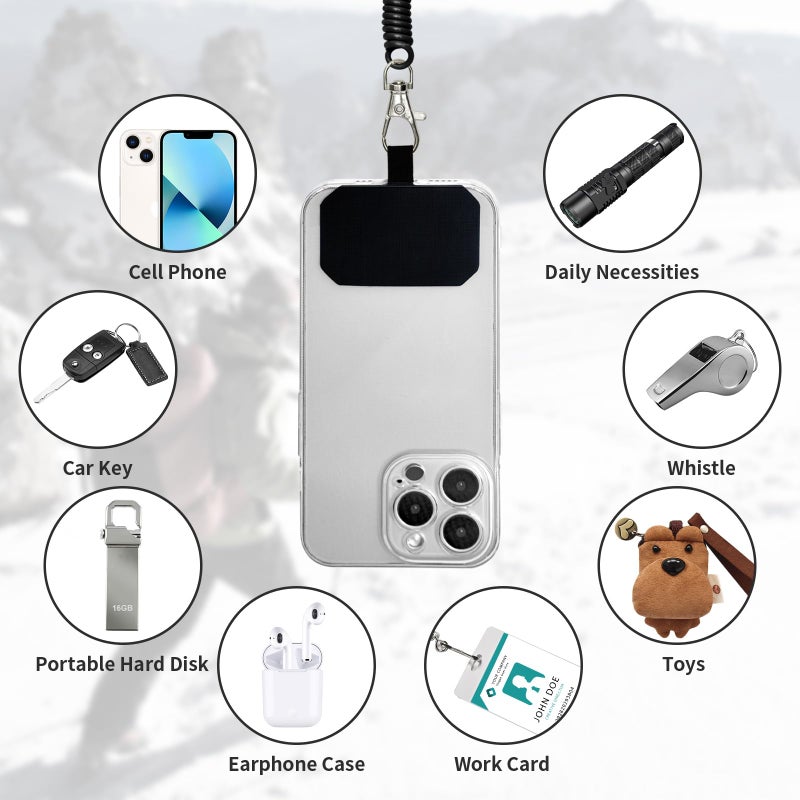 HOTEMIA Phone Tether Lanyard Anti Theft Strap with Carabiner - Anti-Drop Outdoor Accessory for Skiing, Hiking, Cycling, Fishing & Climbing - Fit Most Cell Phones (Black+Black) - Image 4