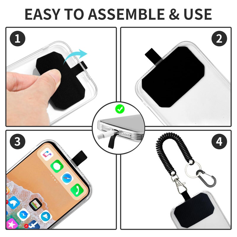 HOTEMIA Phone Tether Lanyard Anti Theft Strap with Carabiner - Anti-Drop Outdoor Accessory for Skiing, Hiking, Cycling, Fishing & Climbing - Fit Most Cell Phones (Black+Black) - Image 5
