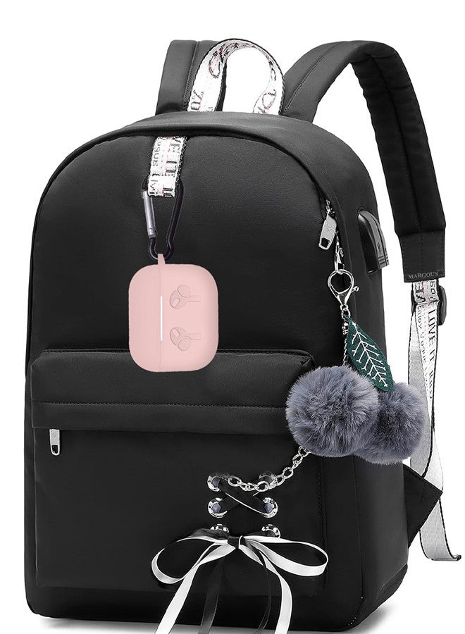 (for Airpods 3) Soft Silicone Skin Case Cover with Keychain for AirPods 3rd Generation Charging Case Cover,Ultrathin Thick Protective Case Pink - Image 2