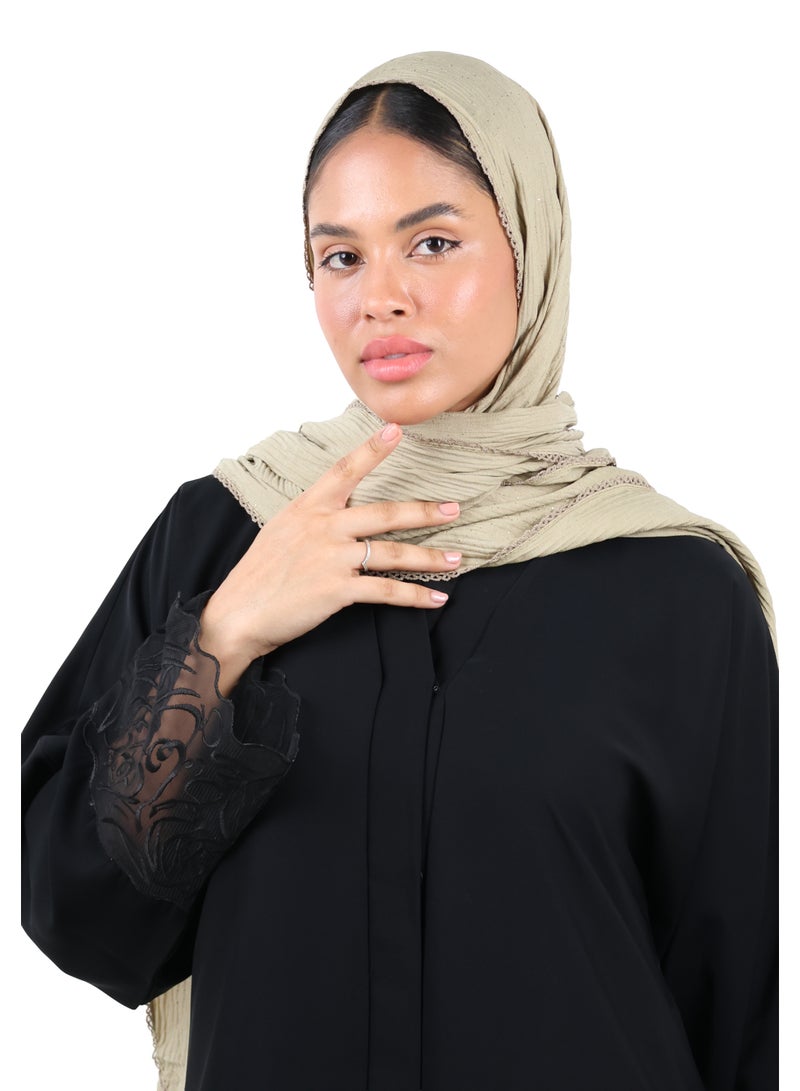 جميلة وشاح قطني مزيج مجعّد مع حواف دانتيل ولمسات لامعة - تاوب دافئ - Image 5
