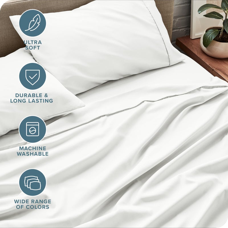 Bare Home King Sheet Set - Luxury 1800 Ultra-Soft Microfiber King Bed Sheets - Double Brushed - Deep Pockets - Easy Fit - 4 Piece Set - Bedding Sheets & Pillowcases (King, Cream) - Image 4