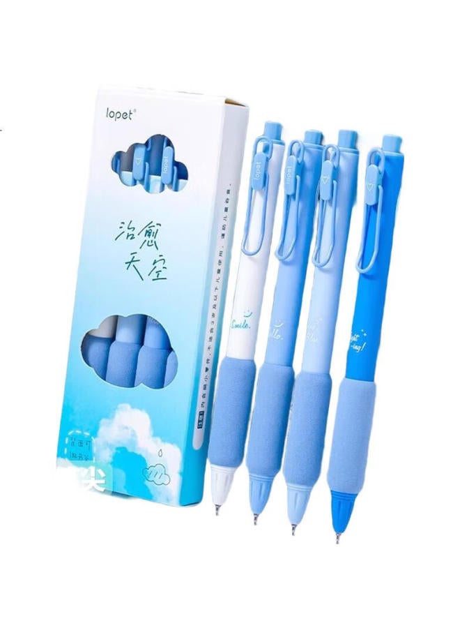 Lopet Ultra Soft European Style Push Pen High Appearance Neutral Pen 0.5 Black Pen Quick-Drying Signature Pen Student Practice Pen Black Middle School Pen 4Pcs Lt-1289+8025 Refills 10Pcs - Image 3