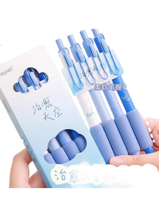 Lopet Ultra Soft European Style Push Pen High Appearance Neutral Pen 0.5 Black Pen Quick-Drying Signature Pen Student Practice Pen Black Middle School Pen 4Pcs Lt-1289+8025 Refills 10Pcs - Image 2