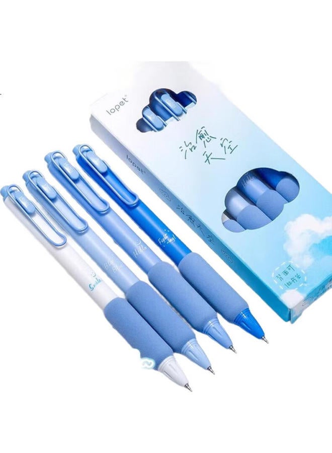 Lopet Ultra Soft European Style Push Pen High Appearance Neutral Pen 0.5 Black Pen Quick-Drying Signature Pen Student Practice Pen Black Middle School Pen 4Pcs Lt-1289+8025 Refills 10Pcs - Image 1