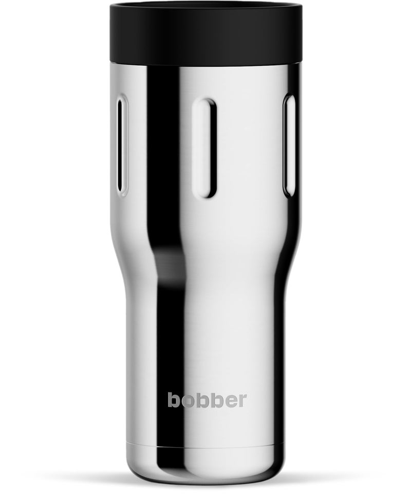 BOBBER 16 oz Stainless Steel Tumbler with Lid for Coffee Hot Cold Vacuum Insulated Travel Coffee Mug Dishwasher Safe Metal Thermos Coffee Cup BPAFree Keeps Hot for 8 Hours Glossy