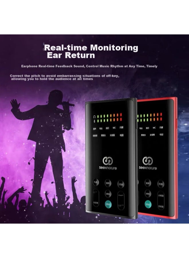 Seeknature Senran Baiba Second Generation Sound Card Black Set, Mobile Phone Computer Douyin Kuaishou Universal Streamer Singing, Quanmin K Song Recording Equipment Complete Set, Condenser Microphone - Image 3
