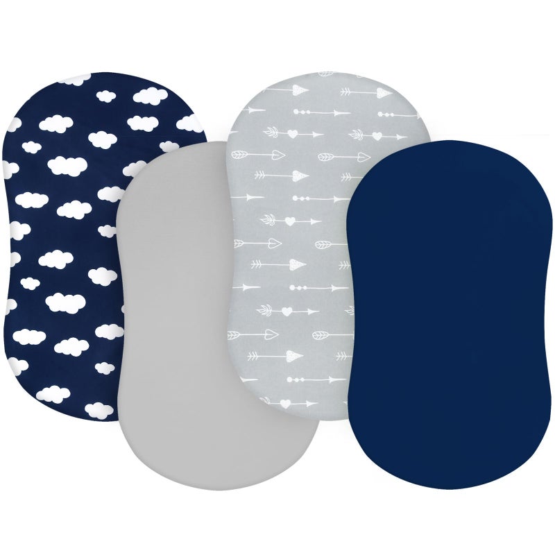 Biloban Baby Bassinet Sheets 4 Pack Compatible with Halo Bassinest Swivel, Flex, Glide, Premiere & Luxe Series Sleeper, 4 Pack, Ultra Soft & Skin-Friendly - Image 1