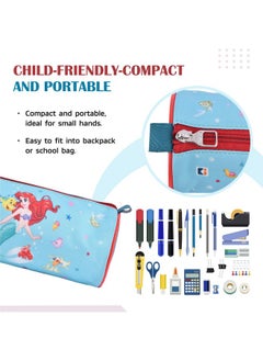 Kuber Industries Kuber Industries Round Pencil Pouch | Disney Mermaid Pencil Pouch for Kids | Multi-Purpose Travel Pouch | Stationary Holder | Travel Organizer | Pencil Utility School Pouches | Geometry Box | Green  - Image 5