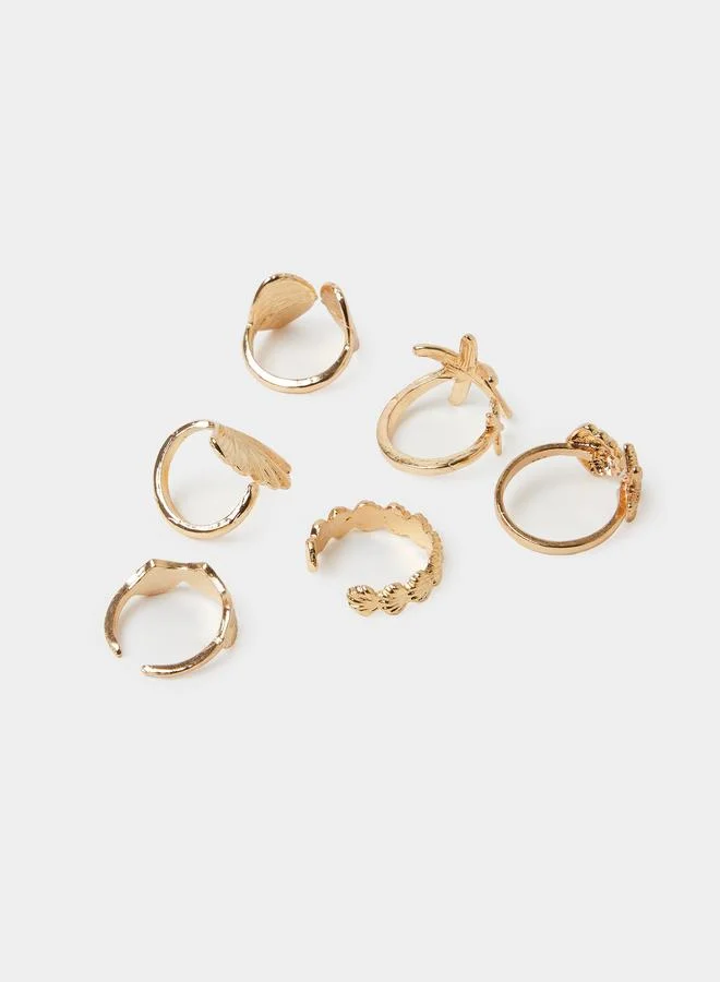 Styli  Pack of 6 - Gold Tone Seashell and Starfish Rings for Women | Best Price UAE