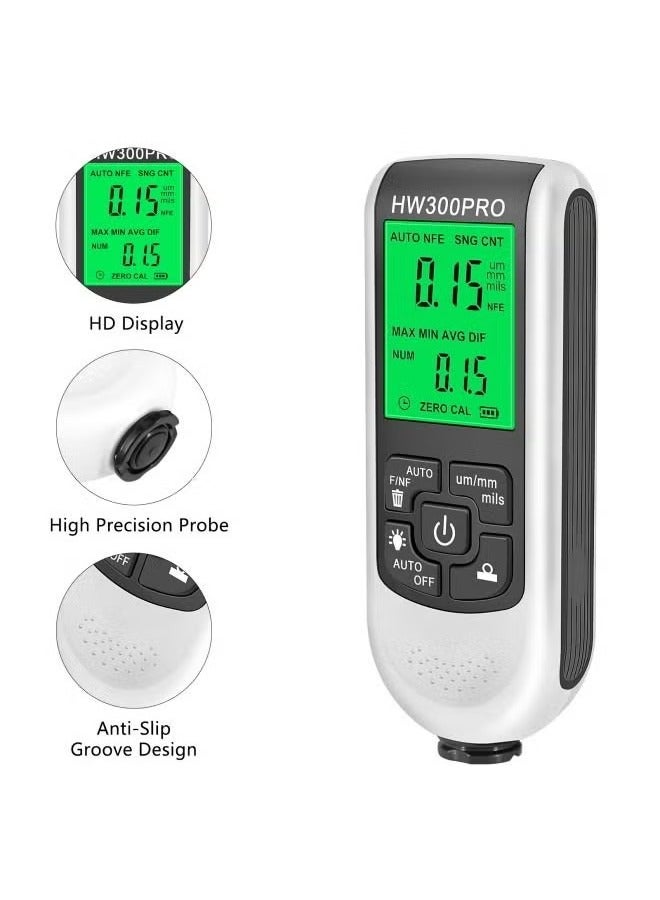 مقياس سمك غشاء طلاء السيارة HW-300PRO: جهاز اختبار طلاء الحديد و NFe الأوتوماتيكي 0-2000UM ، أداة طلاء السيارات اليدوية - Image 5