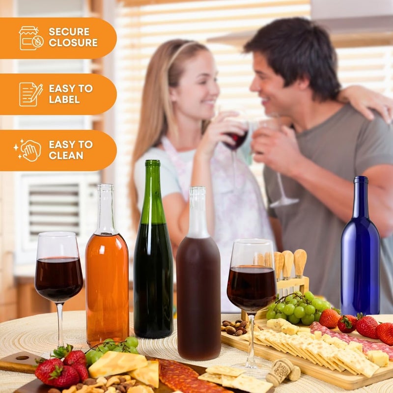 FastRack 750ml Clear, W5 Wine Bottles Screw TOP with 12 Plastic Caps - Image 5